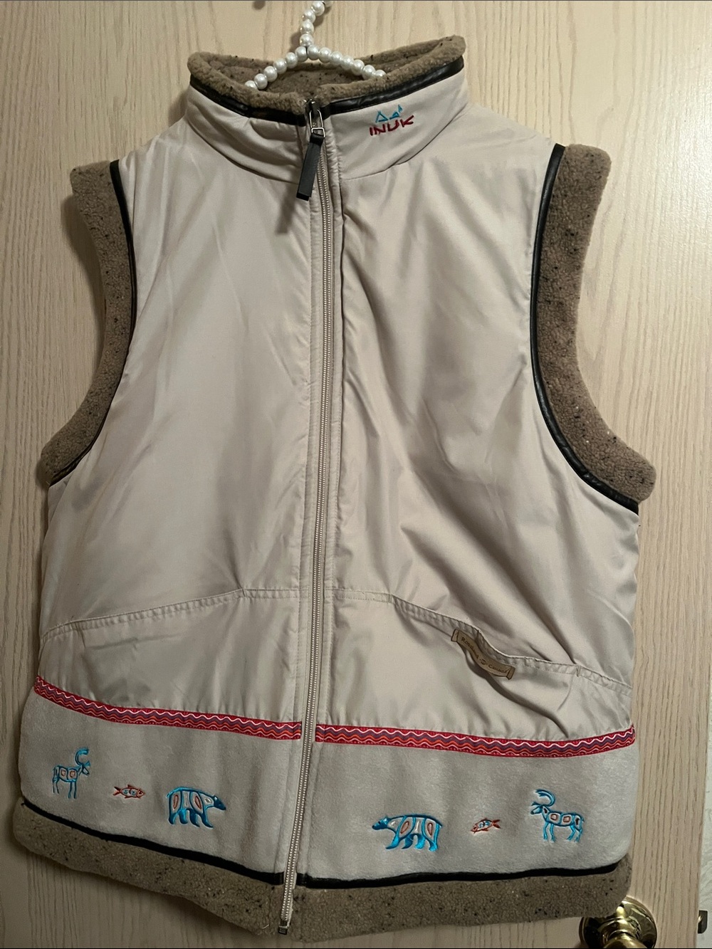 Woman’s Cream Fleece-Trim Vest - Beige/Cream